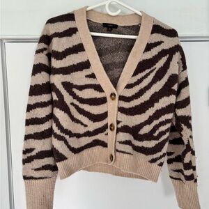 J. Crew Brown and Cream Zebra Cardigan